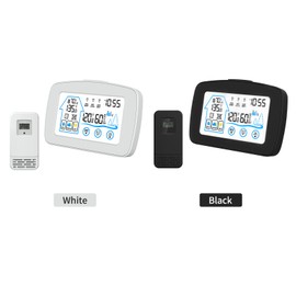 Indoor & Outdoor Hygrometer Thermometer with Time Backlight LCD Display Desk Electronic Temperature Humidity Meters for Home Greenhouse Cellar