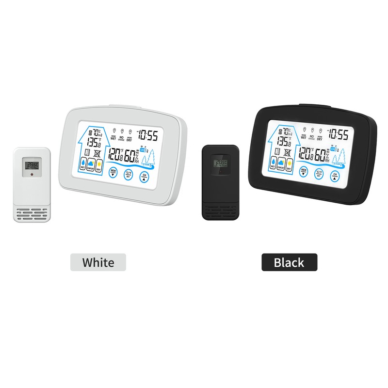 Indoor & Outdoor Hygrometer Thermometer with Time Backlight LCD Display