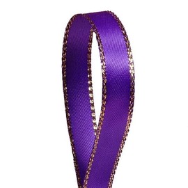 Purple Satin Ribbon with Gold Edges 3/8" X 50 Yards