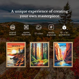 Neopalette Diamond Painting Kits for Adults, Art and Craft, Full Drill Diamond Painting Abstract and Ornaments, DIY 5D Diamond Art Craft (National Parks 3)