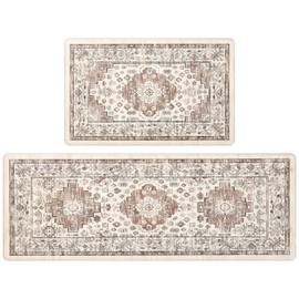 Pauwer Anti Fatigue Kitchen Mat Set of 2 Non Slip Kitchen Mats for Floor Cushioned Kitchen Rugs Comfort Standing Mat Farmhouse Waterproof PVC Foam Kitchen Floor Mat Runner