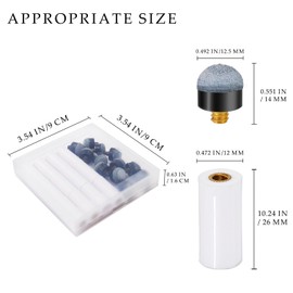 HUIESON 12 Sets 12mm Pool Cue Tips Replacement Kit, includes Blue Screw On Pool Cue Stick Tip & White Billiard Cue Ferrule, Billiard Pool Stick Tips Replacement Kit.