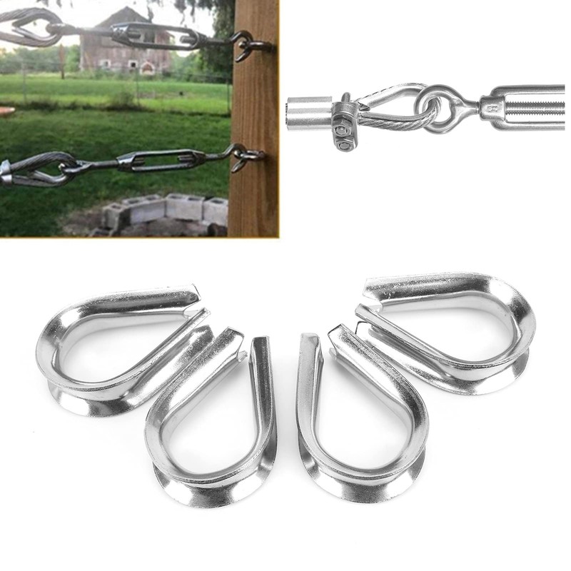 4Pcs M12 304 Stainless Steel Wire Rope Chain Thimbles for