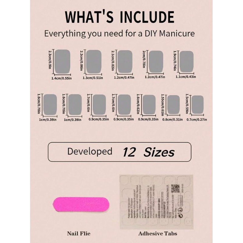 24-Piece Press On Nails, Medium Square Pink Ombre, Glossy False