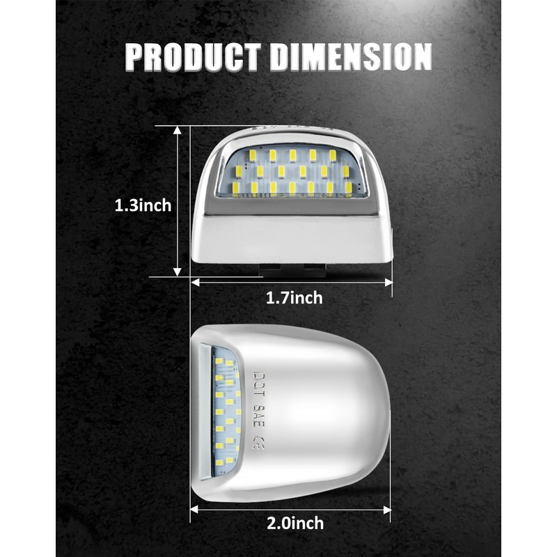 Bestview License Plate Lights for Chevy Silverado GMC Sierra Chrome
