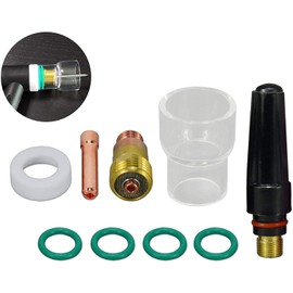 RIVERWELD TIG Stubby Gas Lens Collet Body 17GL332 3/32" Collet 10N24S and Glass Cup #12 Kit for DB SR WP 17 18 26 TIG Torch Welding Accessories 9pcs