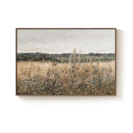 Framed Vintage Landscape Wall Art for Living Room, Farmhouse Rustic Wildflower Artwork for Walls, Classical Country Canvas Art Prints, Field Picture for Bedroom Bathroom Kitchen Wall Decor, 20x30 Inch