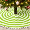 30 Inch Green and White Christmas Tree Skirt with Pom