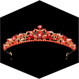 TOBATOBA Red Tiara Red Crown for Women Girls Crystal Princess Tiara Wedding Tiaras for Bride, Queen of Heart Crown Tiaras para 15 años quinceañeras for Birthday Bridal Prom Pageant