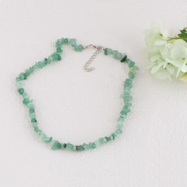 Alilang Natural Stone Irregular Gemstone Beaded Choker Necklace for Women Bohemian Crystal Jewelry, Green Aventurine