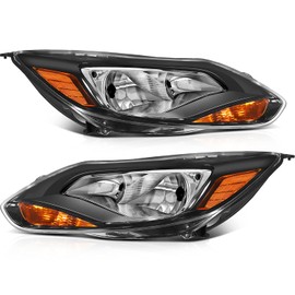 LBRST Headlight Assembly Fit For Ford For Focus 2012-2014 Black Housing Amber Reflector Clear Lens Driver and Passenger Side FO2502298 BM5Z1300