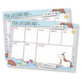 Set of 2 Weekly Calendar My Weekly Planner with Unicorn Motif I DIN A5 I Notepad Weekly Plan Organiser I to Tear Off I dv394