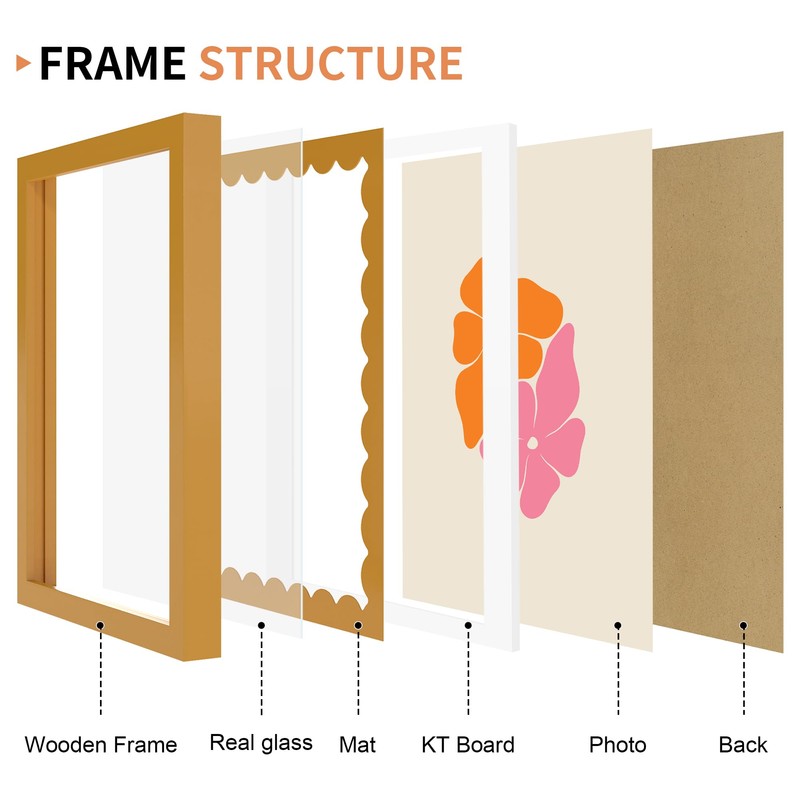 THKRLOF 8x10 Picture Frame with Real Glass, Wooden cute 8