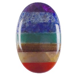 RECKSI Polished Oval Crystal Palm Worry Stone for Anxiety Reiki Palm Stone for Meditation, 7 Chakra