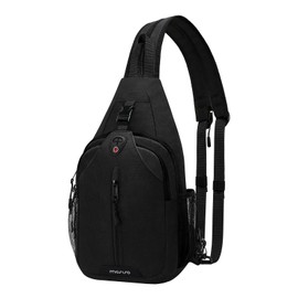 MOSISO Sling Backpack Travel Hiking Daypack, Double Layer Crossbody Sling Bag Convertible Backpack with Front Vertical Pocket, Black