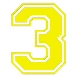 Applicable Pun Varsity Number 3 - Vinyl Decal - Yellow 9 Inches Tall
