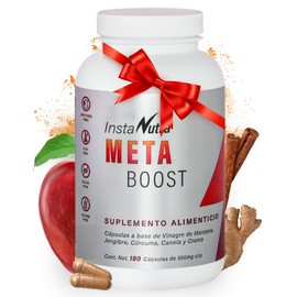 META Boost: Metabolismo. Vinagre de Manzana con Cúrcuma, Jengibre, Canela y Cromo, Keto, sin sabor, sin azúcar, NON GMO, 180 capsulas de 500 mg InstaNutra