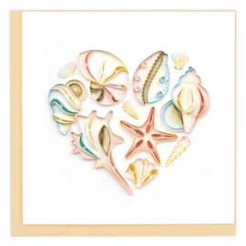 Quilling Card Quilled Seashell Heart Greeting Card, 6x6 Inch