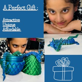 3D Printed Dragon Egg Fidget Toy, Dragon Crystal Egg, Flexible Joints Home Decor Executive Desk Toys, Articulated Dragon, Laser Printed