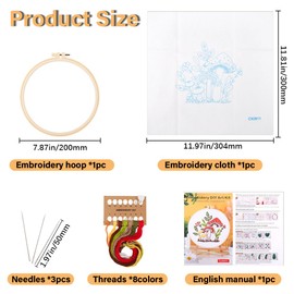 GORGECRAFT Mushroom Embroidery Kit for Beginners Cross Stitch Starter Kits Art Craft Handy Sewing Set DIY Kits with Patterns Instructions Printed Cotton Fabric Thread Needles Hoop