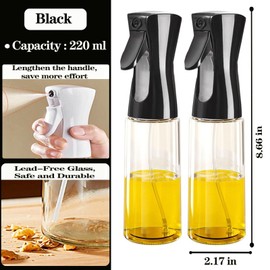 ROHGAO Oil Sprayer for Cooking -200ml Glass Olive Oil Sprayer, Cooking Sprayer, Kitchen Gadgets for Air Fryer, Canola Oil Spritzer, Widely Used for Salad Making, Baking, Frying, BBQ (Black)