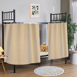 zhidiloveyou Blackout Bottom Bunk Bed Curtains Thickened Privacy Loft Canopy Dorm Bed Curtain, 2 Panels Beige