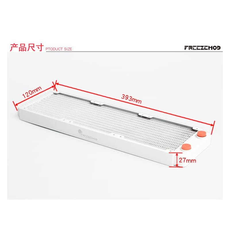 FreezeMod 360mm White G1/4" Threads Pure Copper Radiator 27mm Thick