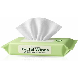 Make Up Remover Wipes Facial Cleansing Skin Surface Wipes Pads Eye Make Up Remover Face Wipes Wet with Aloe Vera Extract Sensitive Skin 18x12.5cm(50pcs)