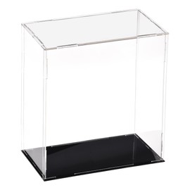 TA-VIGOR Acrylic Clear Display Box, 20 x 10 x 25cm Assemble Countertop Case Cube Storage Box Organizer Stand Dustproof Protection Showcase with Black Base for Collectibles Storage