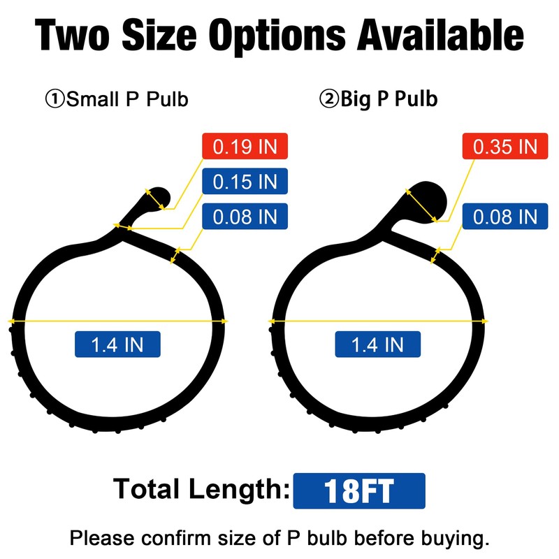 ToLanbbt 18FT Garage Door Seals Bottom Rubber 0.19" P Bulb