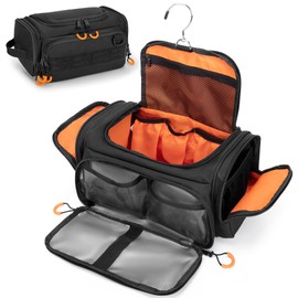 Prokva Tactical Toiletry Bag for Men, Hanging Hygiene Bag, Travel Dopp Kit Organizer for Shaving, Shower Essentials and Toiletries, Black (Empty Bag)