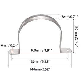 TOP-VIGOR 4Pcs M100 Rigid Pipe Strap, 2 Holes 304 Stainless Steel Tension Tube Clip Clamp for Fixing Tube Pipe Wire