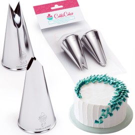 CukkiCakes Set of 2 Professional Icing Nozzles Leaves (352 and 67) for Decorating Cakes and Cupcakes (Grass Nozzles), Nozzles Compatible With Piping Bag, Made In Korea