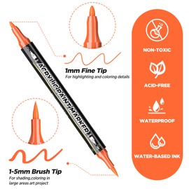72 Colors Acrylic Paint Pens, Dual Tip Acrylic Paint Markers with Brush Tip and Fine Tip, Acrylic Markers for Rock Painting, Wood, Canvas, Stone, Glass, Ceramic, DIY Crafts Professional Art Supplies