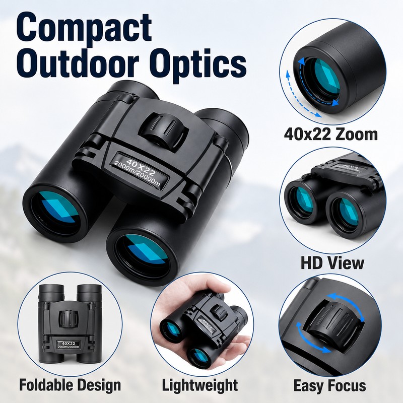40x22 Binoculars for Outdoor Travel - HD Compact Mini Telescope