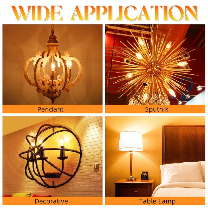 GvvooHome E12 Candelabra Bulb 40 watt Equivalent, B10 Candle Light