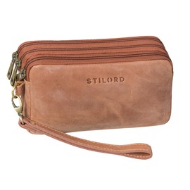 STILORD 'Kenneth' Small Man Bag Vintage Travel Organiser XXL wristlet bag travel wallet Men's Handbag Phone Pouch, Colour:messina - brown