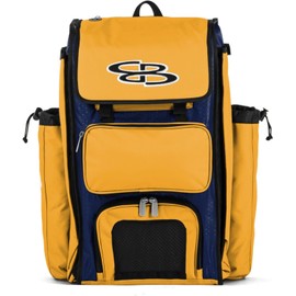 Boombah Catchers Superpack Bat Bag - 23-1/2" x 13-1/2" x 9-1/2" - Royal Blue/Gold - Holds 4 Bats - Backpack Version (no Wheels)