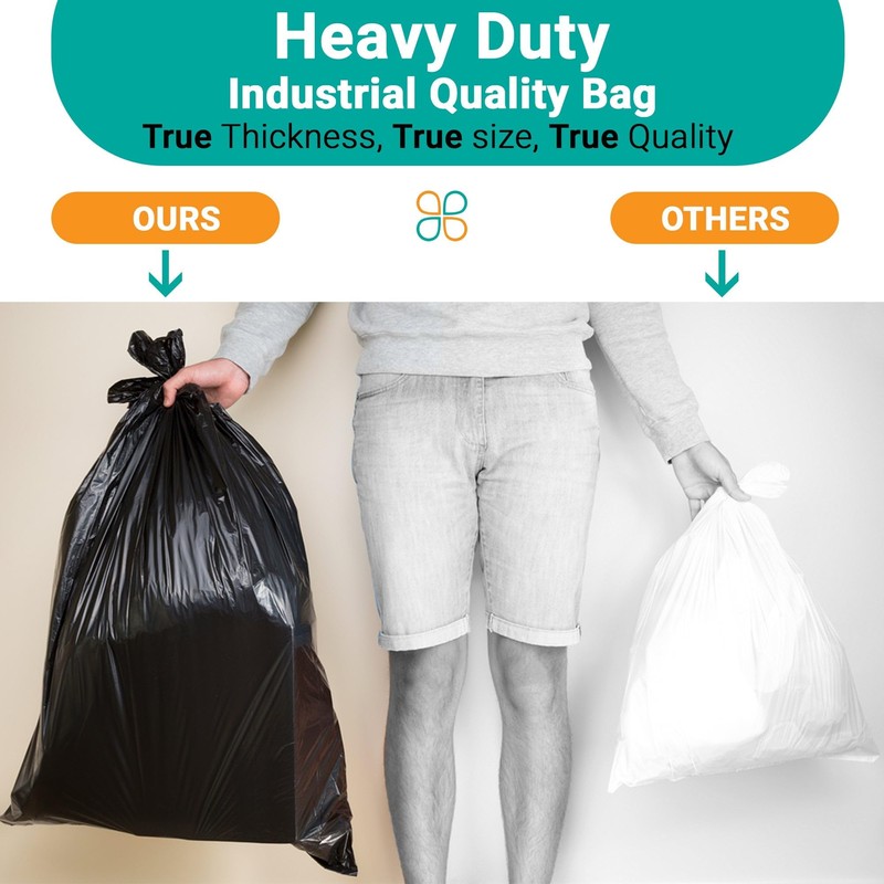 PlasticMill Heavy Duty Trash Bags - Black Garbage Bags -