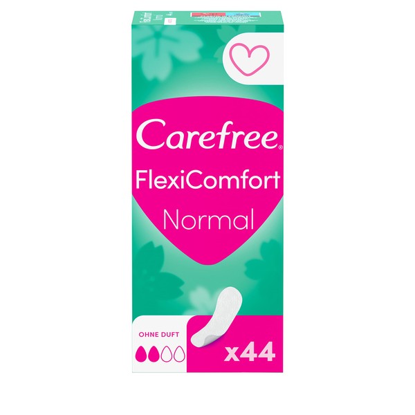 Carefree FlexiComfort Normal Pantiliners Unscented Flexible & Ultra Thin Pantiliners for a Long-Lasting Fresh Feeling, Size Normal, Pack of 44