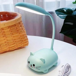 Genyerl LED Desk Lamp for Kids,Mini Cat Night Light, Cute Cat Foldable USB Rechargeable Reading Light Bedroom Children's Bedside Study (Blue)