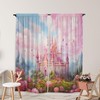 Yilinata Princess Castle Window Curtains for Kids Girls Magic Pink