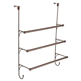Franklin Brass (1-Pack) Over the Door Hooks Triple Towel Rack Bronze 3-Tier Towel Bar Rack with Hooks for Bathroom Organizers and Storage Towel Holder for Bath, Hand Towels, Accessories 193153-CBZ