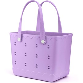 LiAYiD Rubber Beach Tote Bag Waterproof Tip-Proof Outdoor Tote Bag for the Beach Boat Pool Sports (Lilac, X-Large)