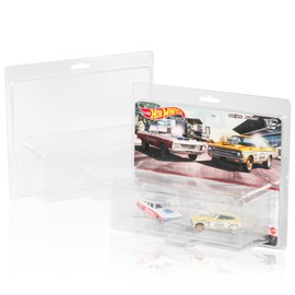 10 Pack Clear Protectors Compatible with Hot Wheels Premium 2-Pack – 0.75mm Ultra Thick PET Clamshell Display Cases & Storage Blister Protective Covers