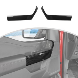 CheroCar 2pc Interior Front Door Handle Panel Cover Trim Accessories for Ford F150 2021-2024 [Carbon Fiber Grain]
