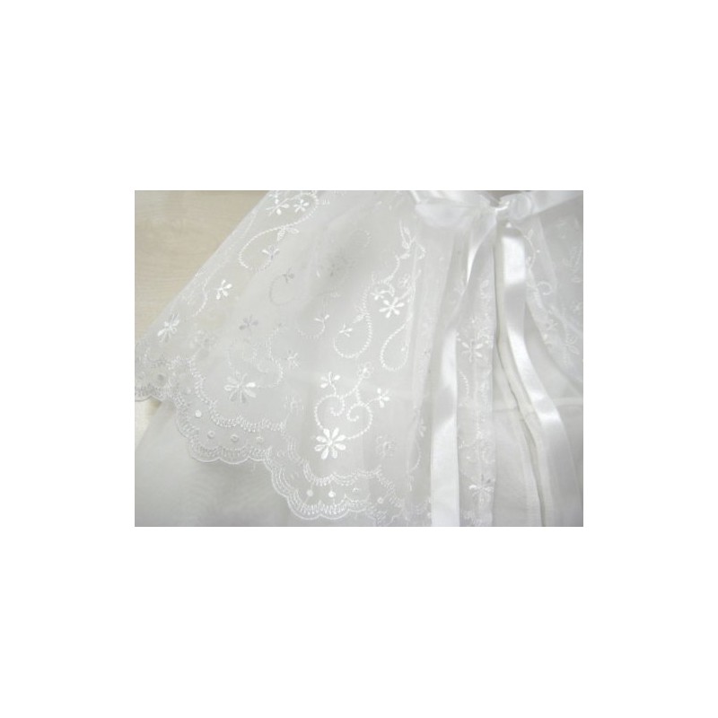 Petite Floral Embroidered Shrine Visiting Cape with Hat 507121, white