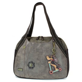 Chala Weiner Dog on Scooter Bowling Bag, Stone Gray
