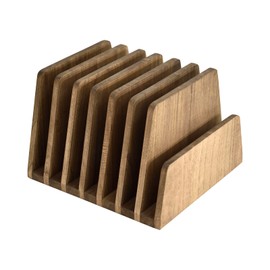 KIRIGEN Wood File Mail Organizer 7 Slots File Paper Holder Desktop Wood Document Letter Holder Organizer for Home Office Brown (7KWJJ-DBR)