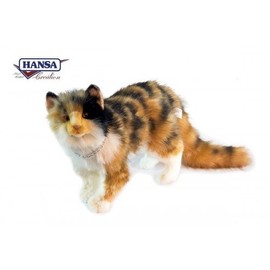 HANSA Calico Long Haired (Alamo Cat Betty) Plush Cat 12" H